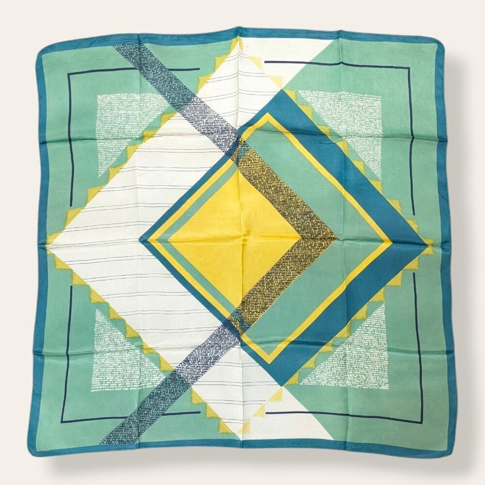 V. Green & Yellow Abstract Geometric Scarf - Picture 1 of 6